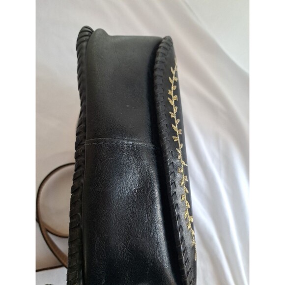 Patricia Nash Arezzo Saddle Bag Black Leather Purse Embroidered - Picture 12 of 16
